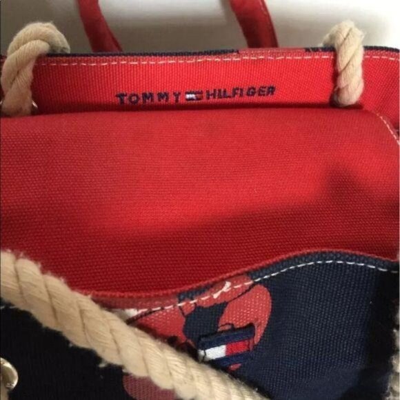 Tommy Hilfiger Navy Nautical Cape Cod Lobster Canvas Shoulder Bag Tote Purse - Picture 4 of 10